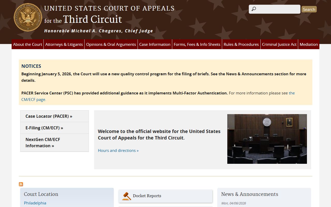Wayne County arrest records and court charges Third Circuit federal court page