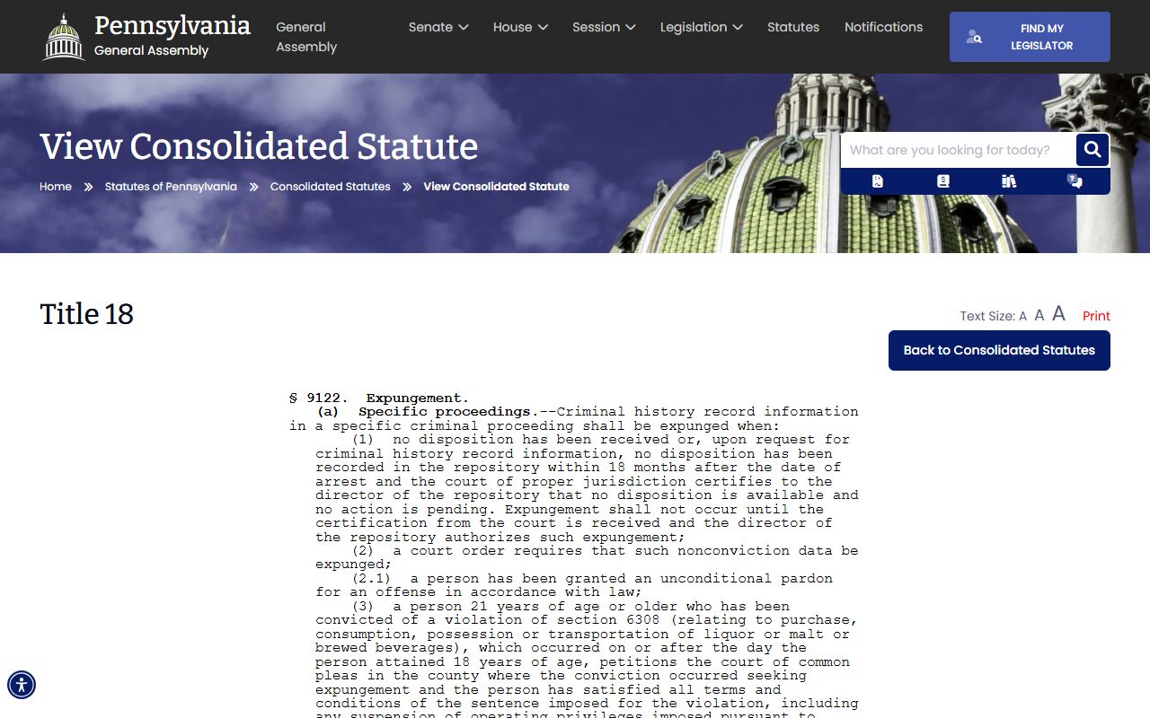 Wayne County criminal court records Pennsylvania expungement statute