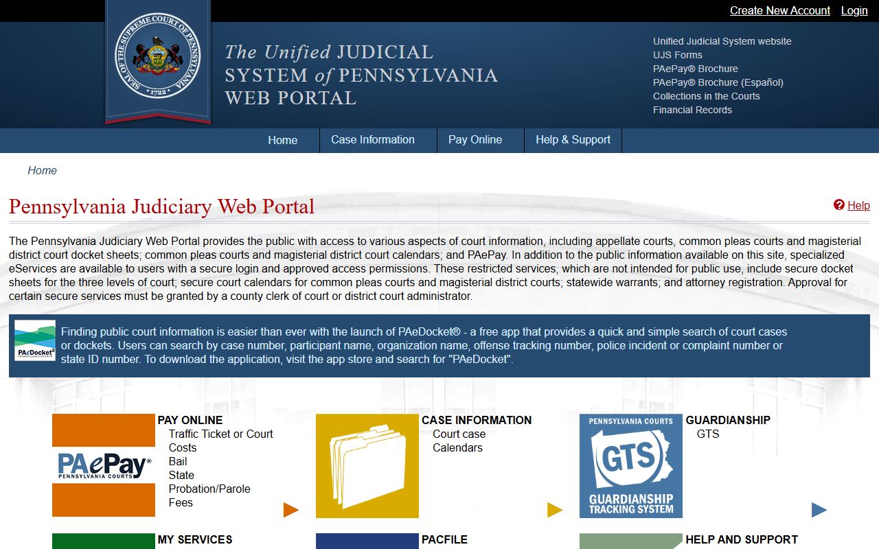 Wayne County court records Pennsylvania UJS portal