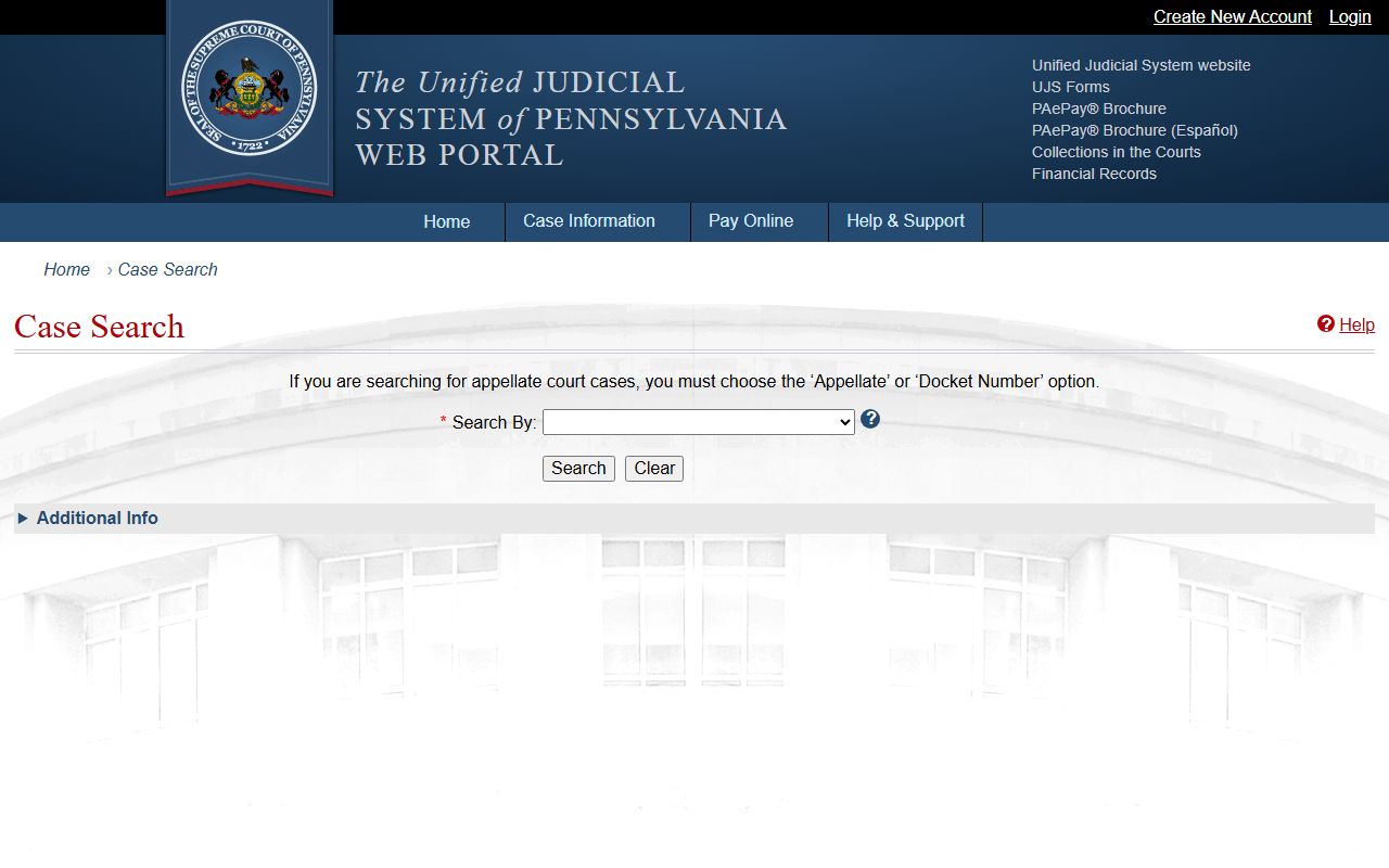 Wayne County court records UJS case search form